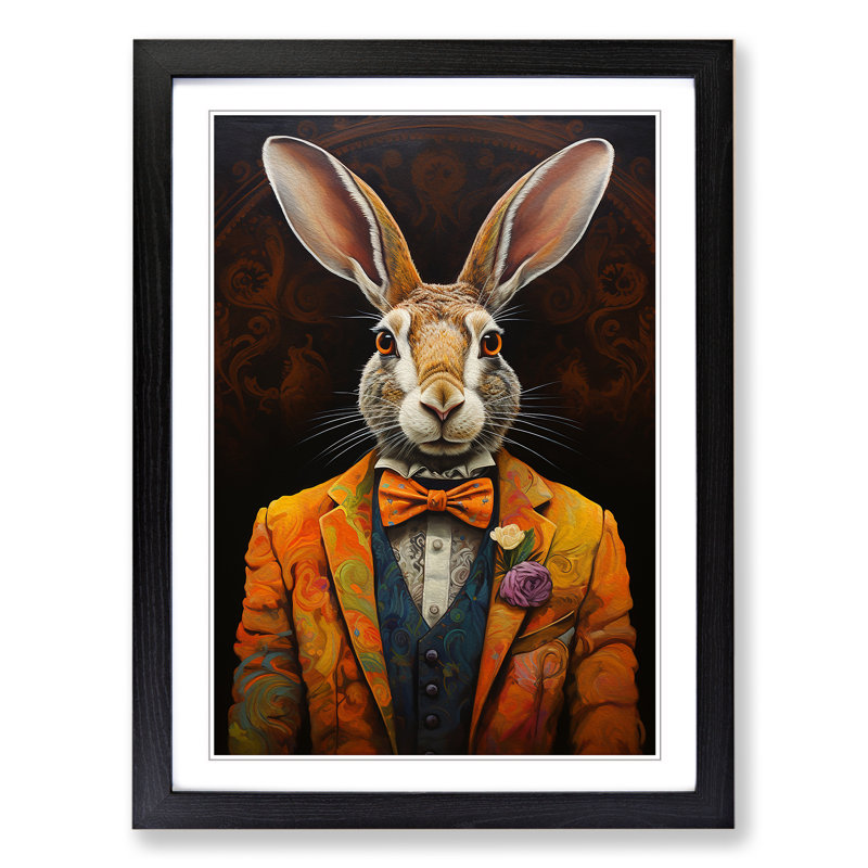 Hare Contemporary - Single Picture Frame Print on Wood, Black Framed, 64cm H x 46cm W x 2cm D