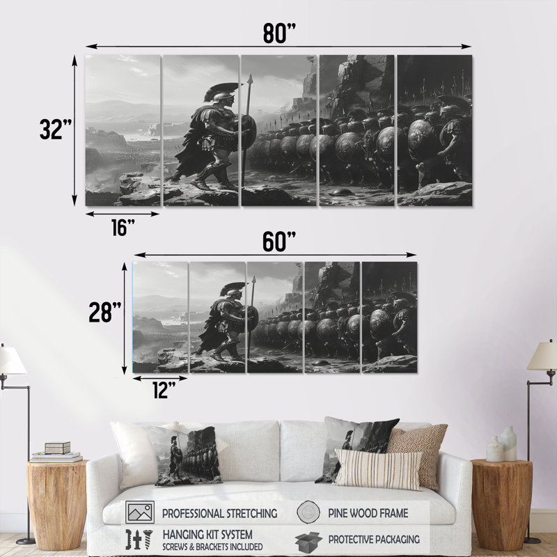 Glatha - Armée, ensemble d'art sur toile, H 28 po x l 60 po