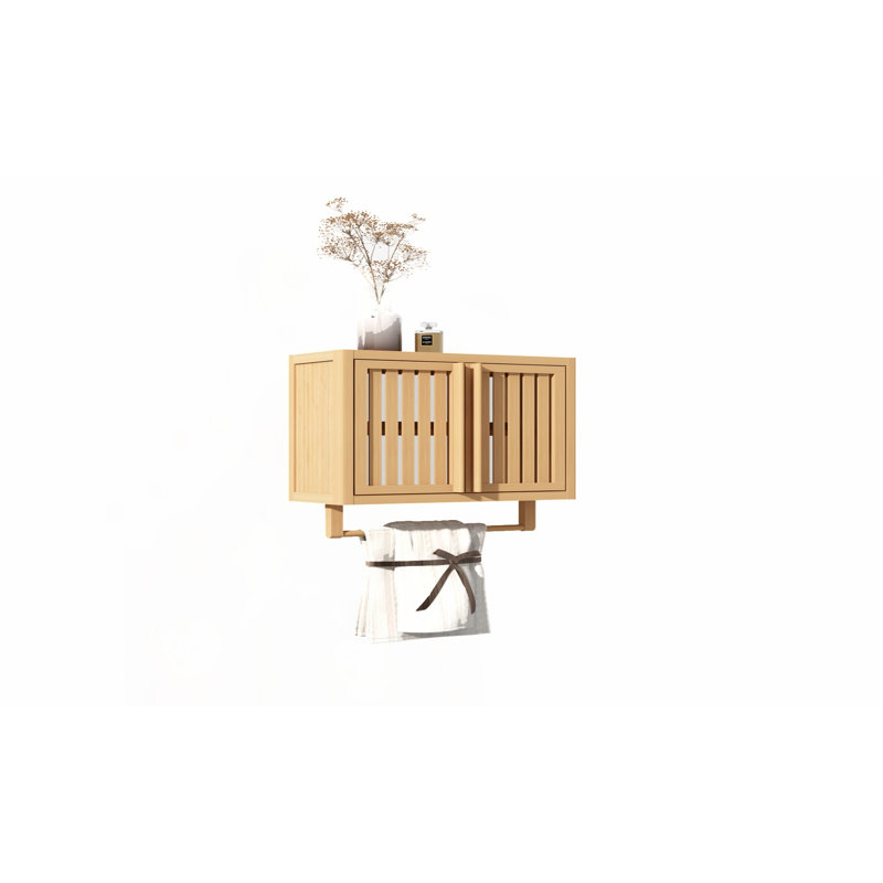 Bamboo Wall Mounted Bathroom Cabinet With Storage, Durable And Eco-Friendly For Modern Home Decor.