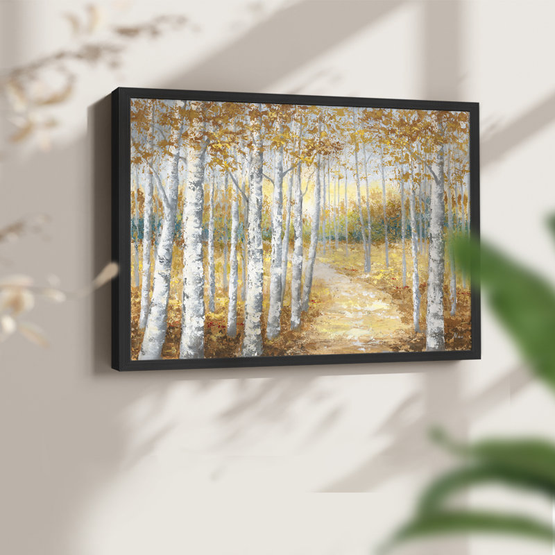 Birch Path I -Framed Print - Restickable, H 8 po x l 10 po, Noir, noir, noir, noir