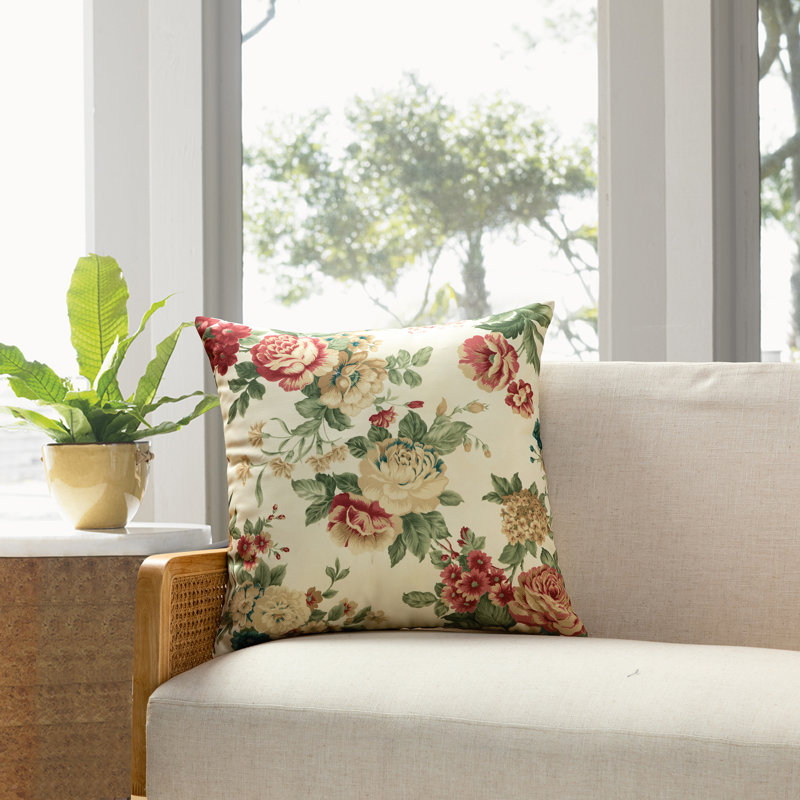 Floral Throw Pillow, 12" H x 20" W, Down Blend