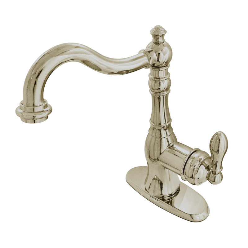 Kingston Brass American Classic Single-Handle Deck Mount Faucet, Brushed Nickel, Without Spray