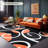 Modern Abstract Orange Mat - Soft Polyester Mat With Non-Slip Rubber Backing, Machine Washable Large Area Mat For Living Room, Bedroom, Hallway, Cafe - Contemporary Floor Mat For Home & Commercial Spaces, Durable Easy-Clean Indoor/Outdoor Mat-978663218