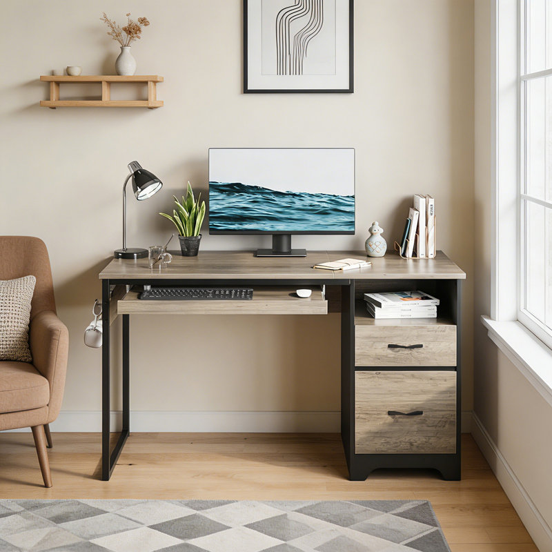 Computer Desk, Gray Wash