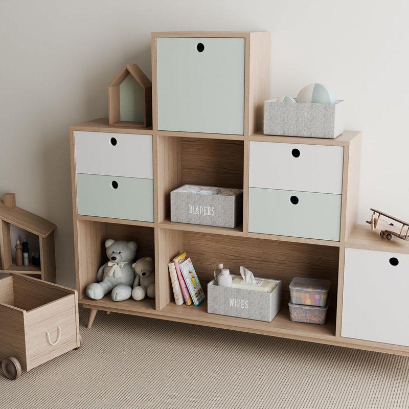 Bacs de rangement décoratifs - Ensemble de 3 paniers de rangement rectangulaires en gris pour chambre d'enfant ou d'enfant, gris