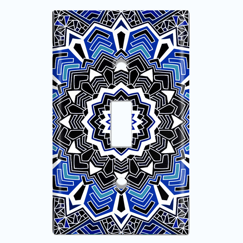 Patterned 1 - Gang Toggle Light Switch Standard Wall Plate, Blue