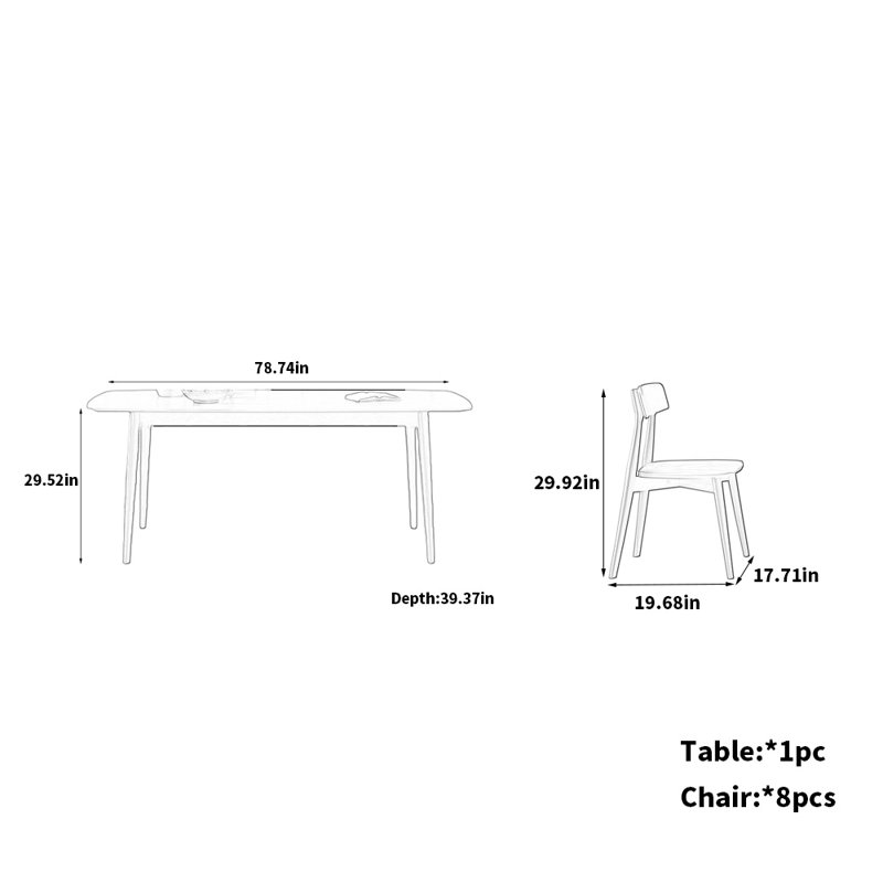 Modern Oak Sintered Dining Table Chairs