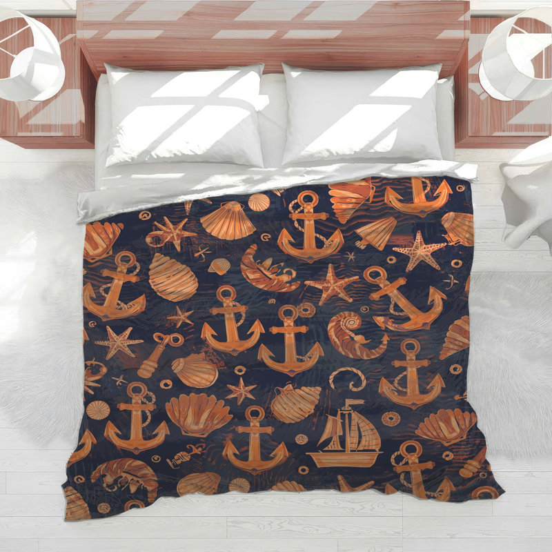 Édredon Nautical Anchors Shells, Grand lit