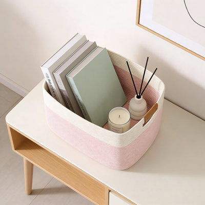 Panier de rangement tissé avec poignée en cuir, grand organisateur pliable et lavable à la machine pour les couvertures, les serviettes et les jouets dans le salon, la salle de bain ou la chambre de bébé