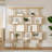 5-tier Geometric Bookcase, S-shaped Modern Bookshelf Set Of 2, 62.6" Tall Room Divider Book Shelf, Decorative Display Shelf-1232749704