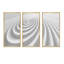 Fractal Rounded White 3D Waves - 3 pièces, cadre flottant, impression sur toile-968122618-968122566