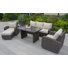 Ensemble de conversation en osier / rotin pour 6 personnes avec coussins Manhattan