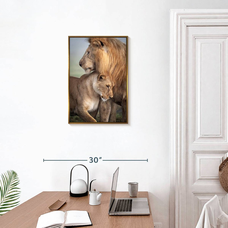 Amour sauvage, 17 po x 25 po, Cadre flottant doré