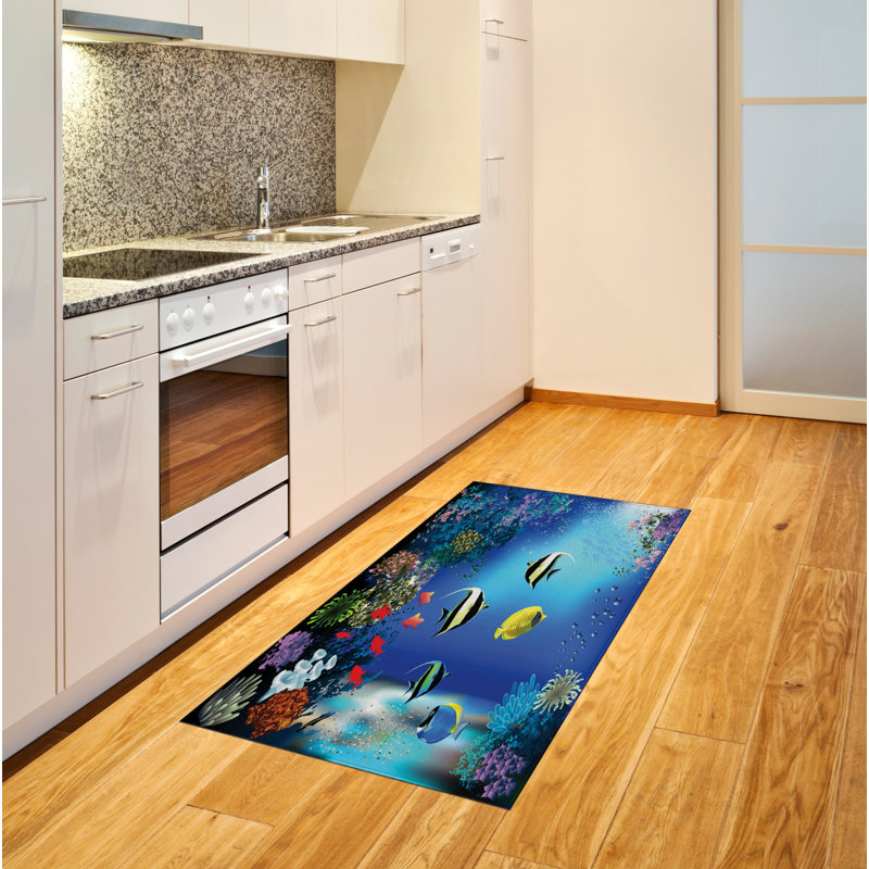 Underwater Sea High Density Long Fiber Poly Threads Decorative Area Rug Carpet, Rectangle 2'7" x 5'