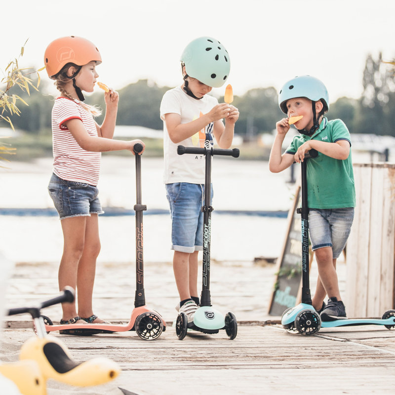 Scoot & Ride Stand-up Push Scooter for Children Ages 3-6, Highwaykick 3, Ash, Green