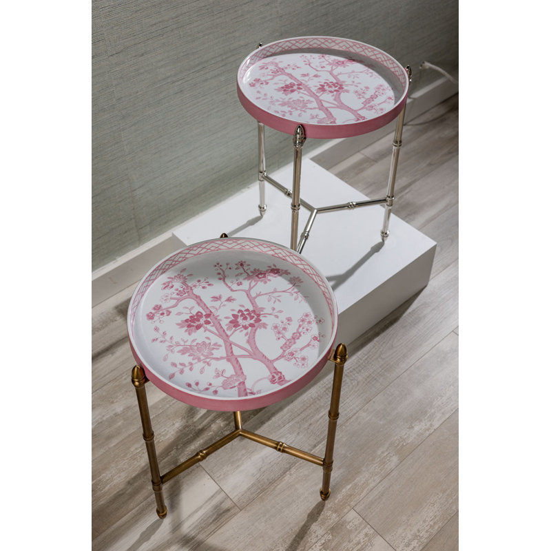 Jardin Tray with Stand, Polished Nickel, Blush