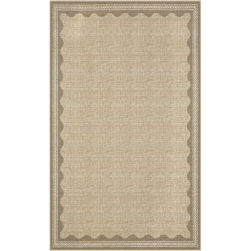 Washable 2x6 Runner Rug Gray Long Non-Slip Carpet Foldable Bordered Low Pile Stain-Resistant Indoor Accent Mat