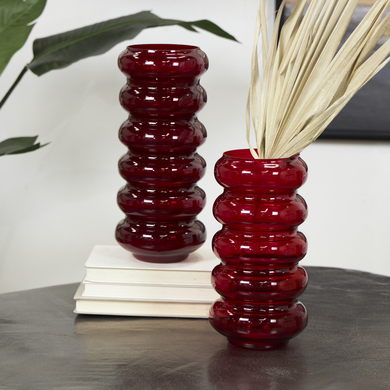 Glass Table Vase, Red