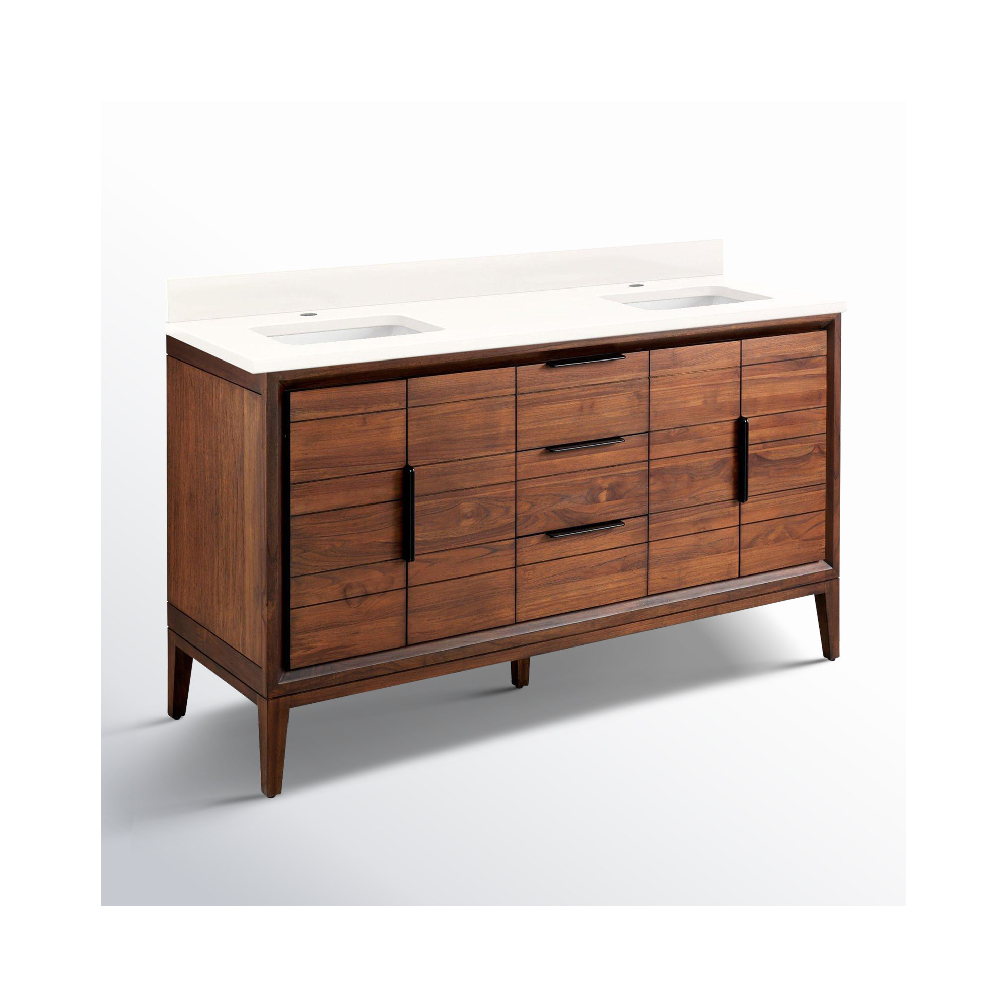 Aliso 60" Double Bathroom Vanity, Java, Arctic White Quartz, Single-Hole Centered