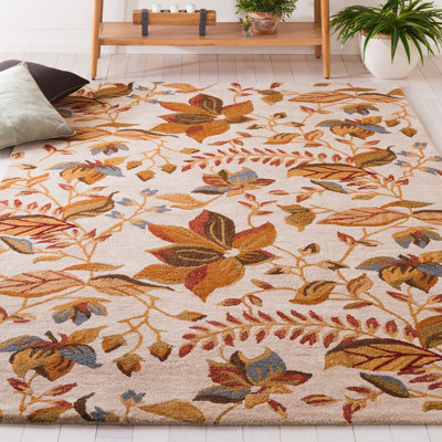 Tapis floral en laine / coton / latex crocheté à la main Emrick Blossom