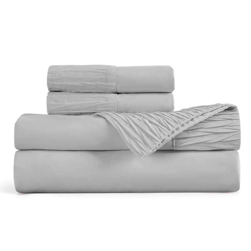 Bedsure Polyester Microfiber Sheet Set Hotel Luxury Sheets, Easy Care Cooling Bed Sheet Set 84GSM（101" x 107") GentleSoft™️
