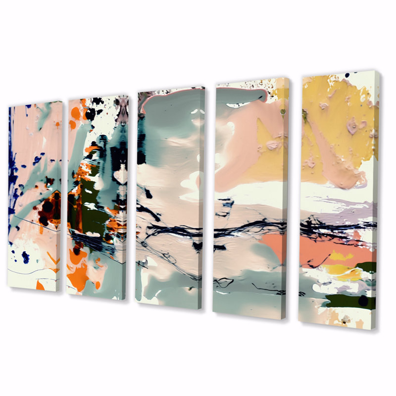 «Autumn Of Retro Groove Abstract Expressionism II», reproduction sur toile abstraite - 5 panneaux égaux