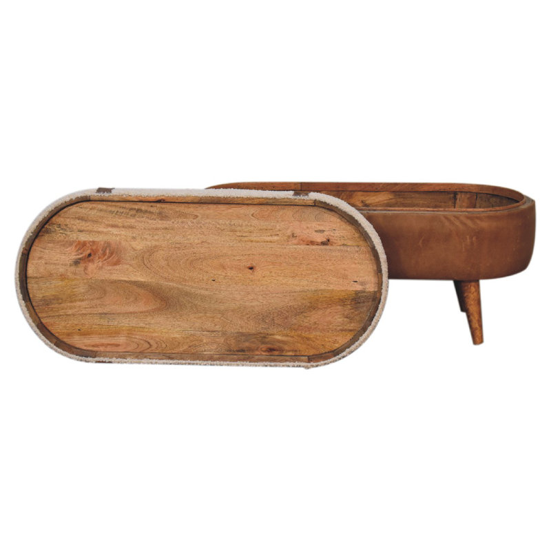 Boucle Upholstered Storage Bench