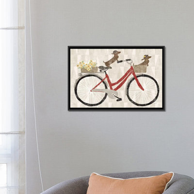 «Doxie Ride Red Bike» par Sue Schlabach, impression sur toile tendue