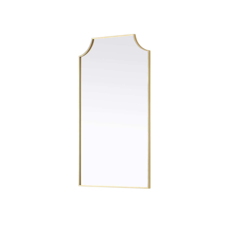 Notched Metal Mirror 24x42 inch in Brass, Brass, 42" x 24"