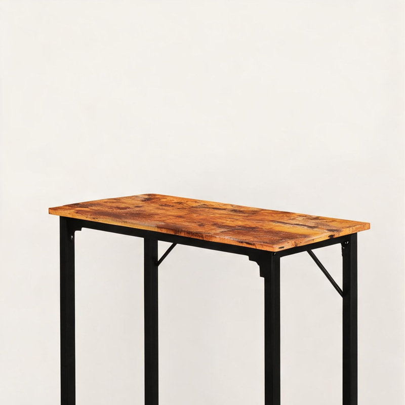 Table de salle à manger brune, 110 x 38 x 99 cm, avec dessus ajustable et table de bar marron contemporaine