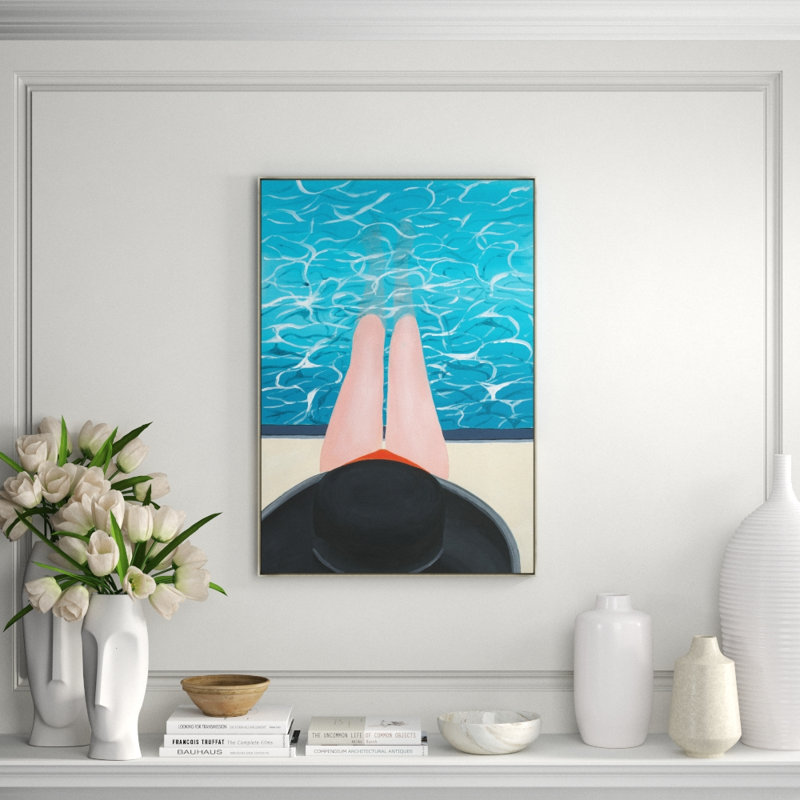 Summer Pool Print by Janice Sadler, 36.5" H x 25.5" W x 1.5" D, Glass Coat
