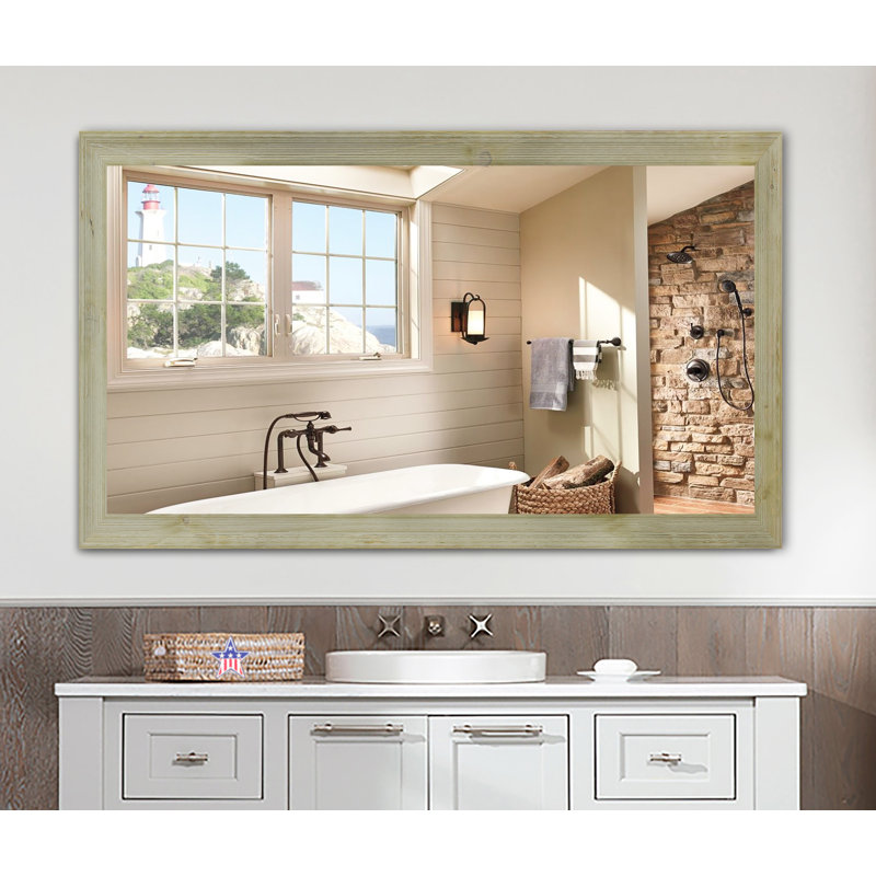 Bloodworth Solid Wood Flat Mirror, 35" H x 53" W, Gray