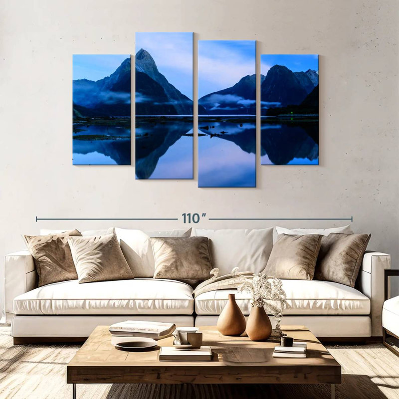 Lynelle Mirrored Milford Sound, 54" H x 84" W