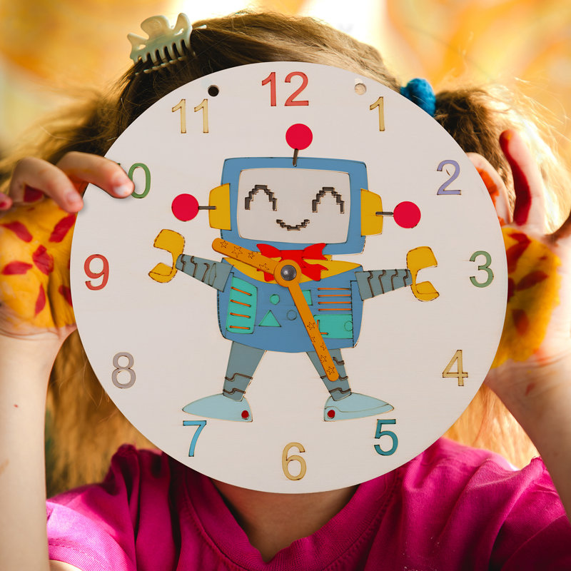 Kit de peinture d'horloge murale en bois pour enfants