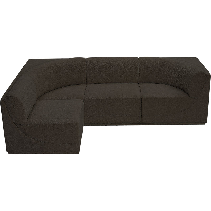 Canapé modulaire 4 pièces Ollie, Tissu brun bouclé