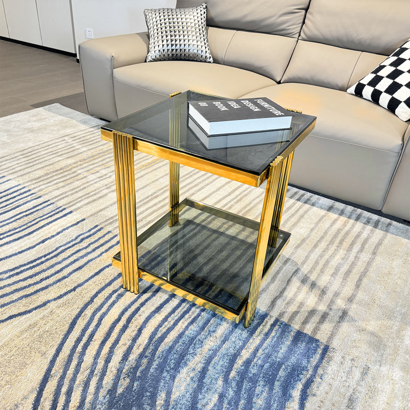 Table basse Clate, Or, Noir
