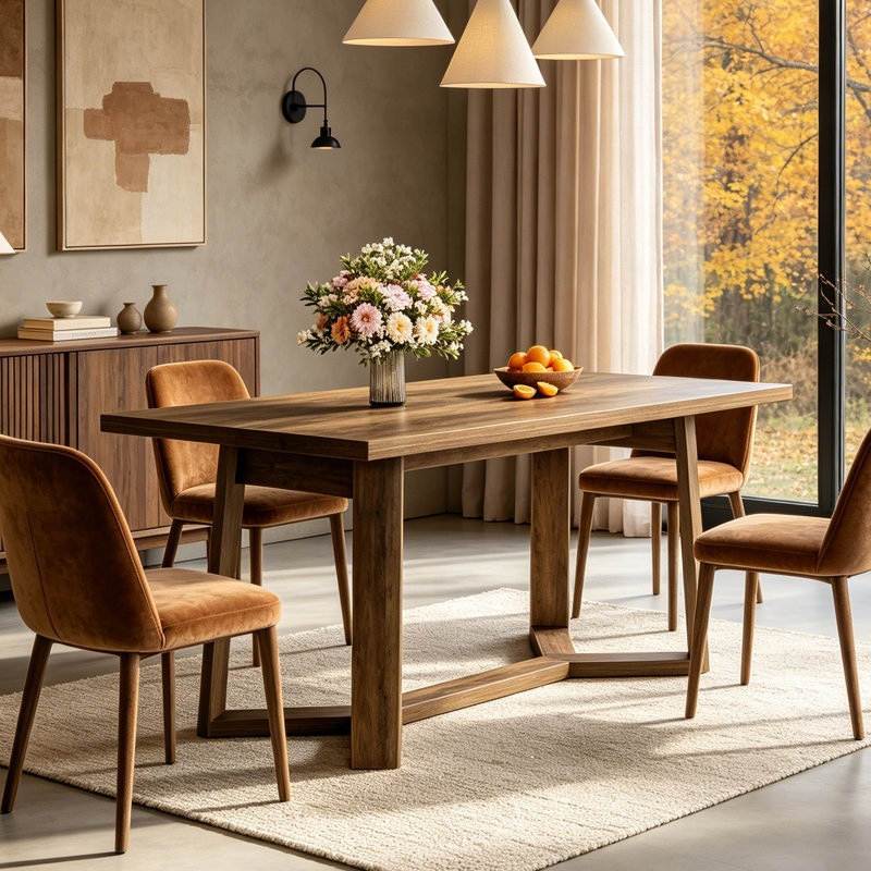 47-Inch Rectangle Dining Table, Wooden Kitchen Table, Farmhouse Dinning Room Dinner Table