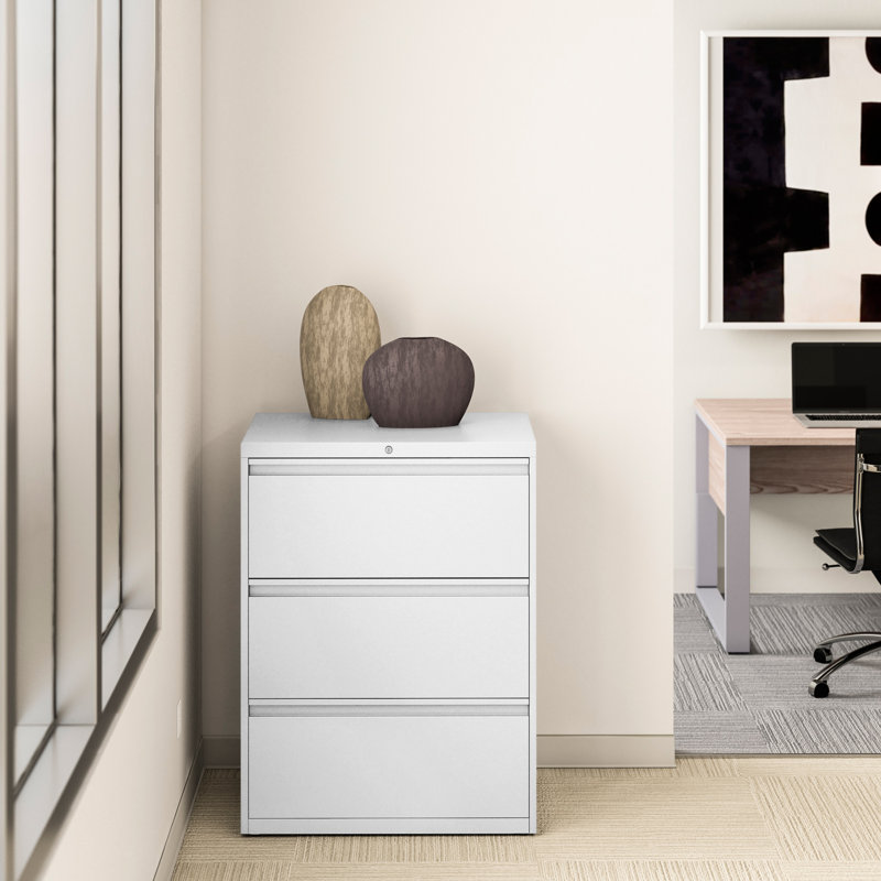 36'' Wide 3 -Drawer Steel File Cabinet, White