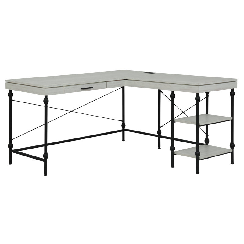 Monier 59" W L-Shaped Desk, Antique White