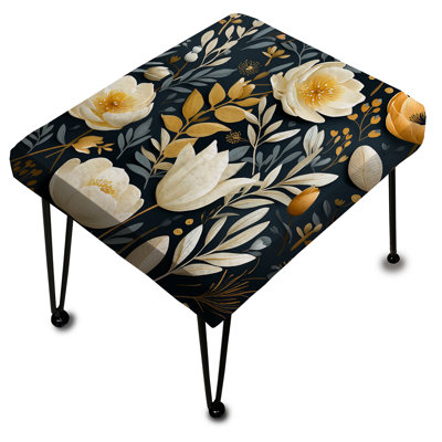 Repose-pieds rectangulaire bleu et blanc Serenity