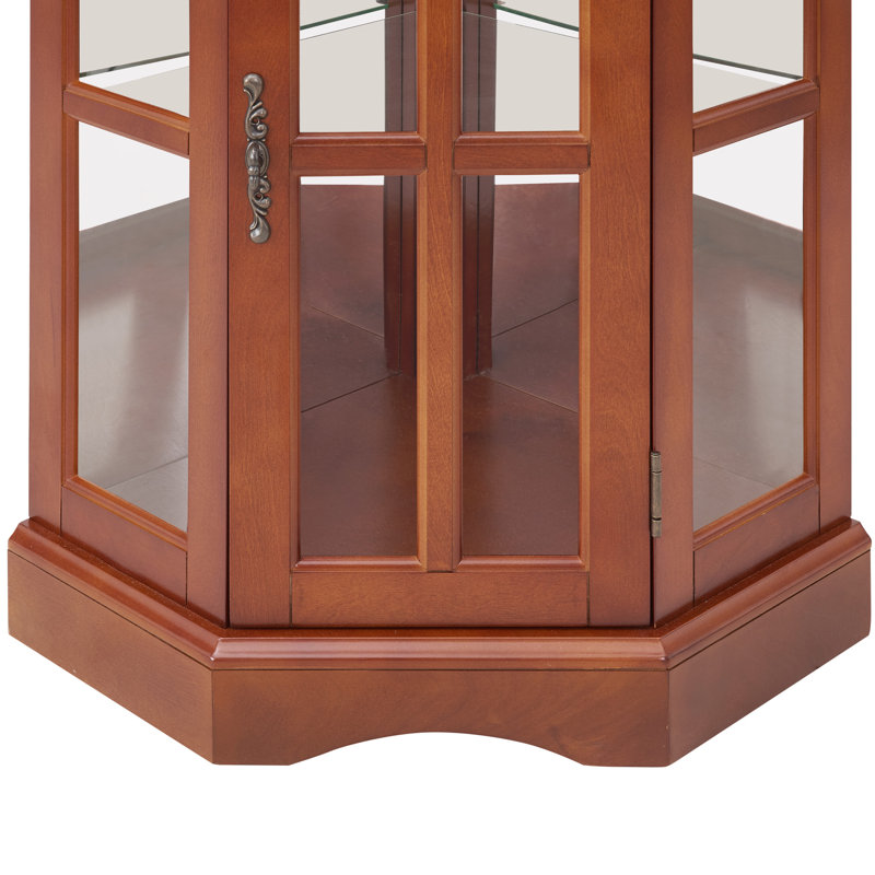 Armoire d'angle à 5 tablettes avec affichage de la fonction de rangement et 5 tablettes, Noyer