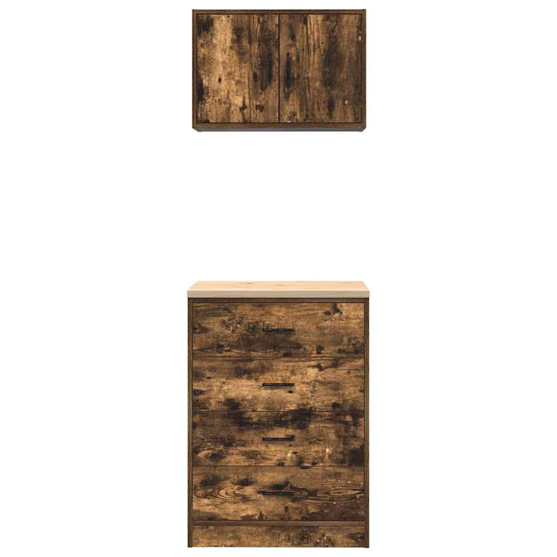 2 Piece Garage Cabinet Part Or Accessory, Smoked Oak