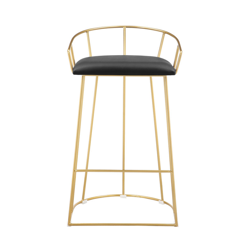 Jillian Upholstered Counter Stool with Metal Frame, Counter Stool (26.5" Seat Height), White Faux Leather