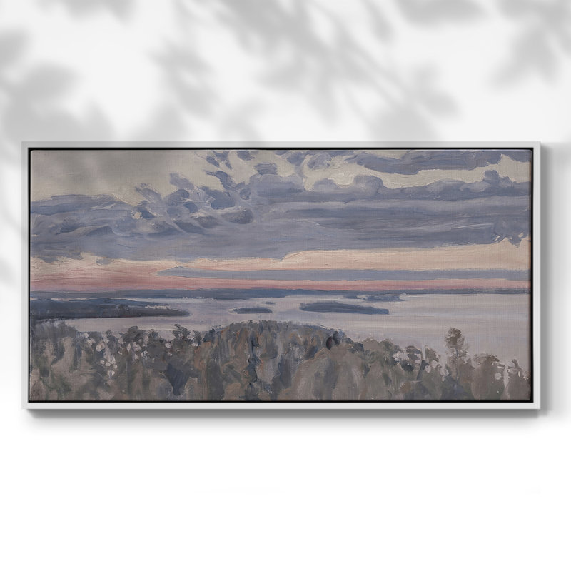 Série paysage - CMXLIV - Toile tendue avec châssis encadré - Prêt à être accroché, H 17 po x l 33 po, Blanc