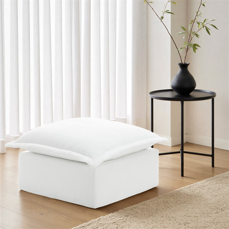 31.8cm Wide Square Solid Colour Ottoman, White