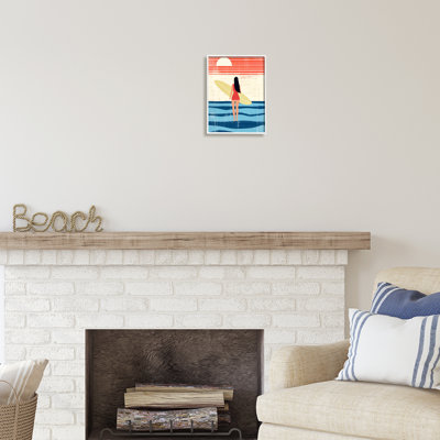 Bb-387-Abstraction de surfeuse rustique encadrée sur bois