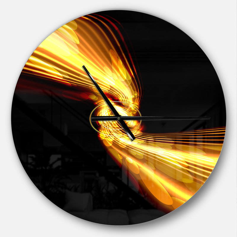 Glowing Golden Lines and Circles - Horloge murale moderne, Moyen