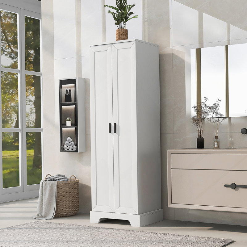 Armoire de rangement polyvalente avec deux portes pour la salle de bain et le bureau, avec tablettes réglables et dispositif anti-basculement pour plus de sécurité et de commodité