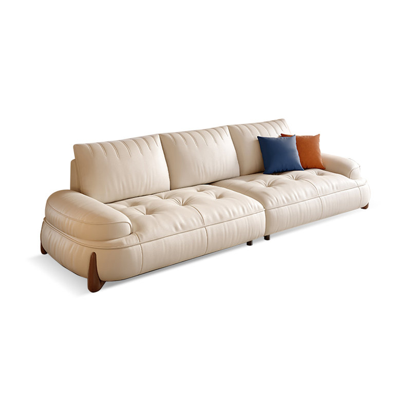 Canapé modulaire en cuir véritable blanc crème