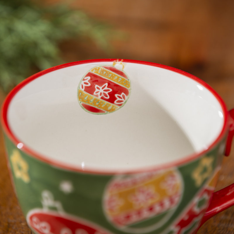 Tasse en céramique peinte à la main 14 oz, ornements